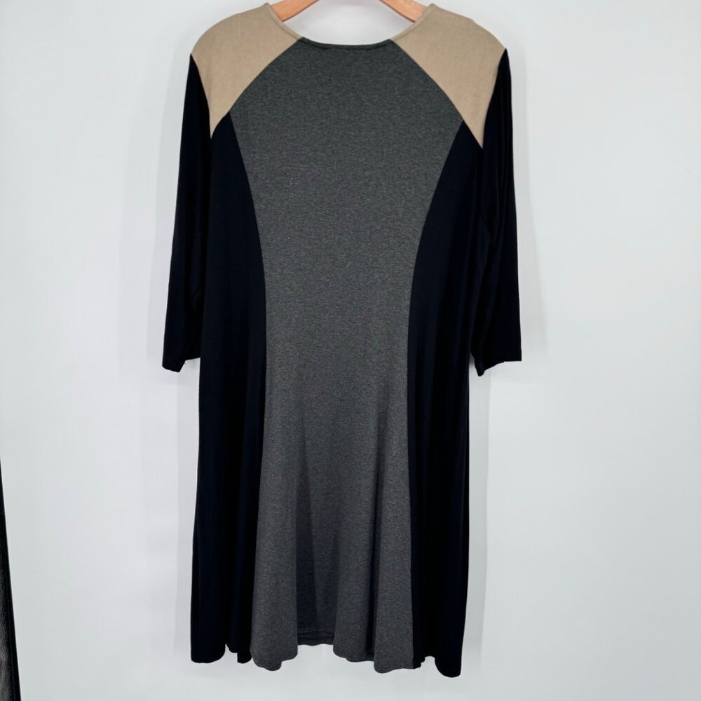 Karen Kane Colorblock  Womens size 2X plus 3/4 Sleeve Knee-Length tunic dress - Picture 8 of 11